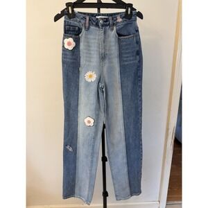 PacSun 90s Boyfriend Jeans Womens Size 25 Y2K Patchwork Embroidered Denim